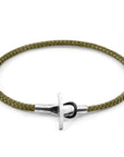 Khaki Green Cambridge Silver and Rope Bracelet