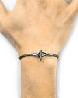 Khaki Green Cambridge Silver and Rope Bracelet