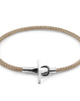 Sand Brown Cambridge Silver and Rope Bracelet