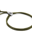 Khaki Green Pembroke Silver and Rope Bracelet