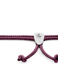 Aubergine Purple Pembroke Silver and Rope Bracelet