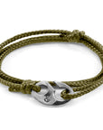 Khaki Green Windsor Silver and Rope Bracelet