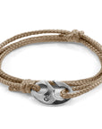 Sand Brown Windsor Silver and Rope Bracelet