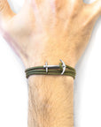 Khaki Green Admiral Anchor Silver and Rope Bracelet