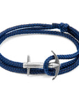 Navy Blue Admiral Anchor Silver and Rope Bracelet