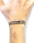 Sand Brown Admiral Anchor Silver and Rope Bracelet