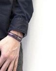 Grape Purple Admiral Anchor Silver and Flat Leather Bracelet