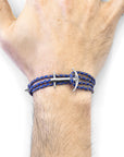 Royal Blue Admiral Anchor Silver and Braided Leather Bracelet