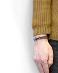 Light Brown Admiral Anchor Silver and Braided Leather Bracelet
