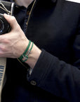 Fern Green Admiral Anchor Silver and Braided Leather Bracelet