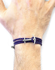 Grape Purple Admiral Anchor Silver and Braided Leather Bracelet