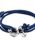 Navy Blue Clyde Anchor Silver and Rope Bracelet