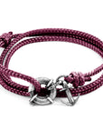 Aubergine Purple Clyde Anchor Silver and Rope Bracelet