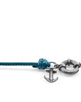 Ocean Blue Clyde Anchor Silver and Rope Bracelet