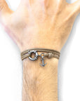 Sand Brown Clyde Anchor Silver and Rope Bracelet