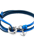 Royal Blue Clyde Anchor Silver and Flat Leather Bracelet