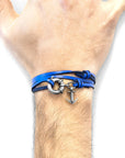 Royal Blue Clyde Anchor Silver and Flat Leather Bracelet