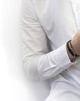 Coal Black Clyde Anchor Silver and Braided Leather Bracelet