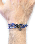 Royal Blue Clyde Anchor Silver and Braided Leather Bracelet