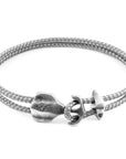 Classic Grey Delta Anchor Silver and Rope Bracelet