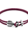 Aubergine Purple Delta Anchor Silver and Rope Bracelet