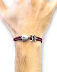Aubergine Purple Delta Anchor Silver and Rope Bracelet