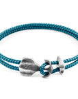 Ocean Blue Delta Anchor Silver and Rope Bracelet