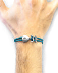 Ocean Blue Delta Anchor Silver and Rope Bracelet