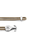 Sand Brown Delta Anchor Silver and Rope Bracelet