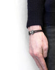 Dark Brown Delta Anchor Silver and Braided Leather Bracelet