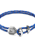 Royal Blue Delta Anchor Silver and Braided Leather Bracelet