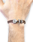 Light Brown Delta Anchor Silver and Braided Leather Bracelet