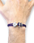 Grape Purple Delta Anchor Silver and Braided Leather Bracelet