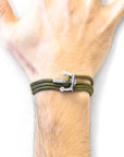 Khaki Green Union Anchor Silver and Rope Bracelet