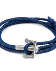 Navy Blue Union Anchor Silver and Rope Bracelet