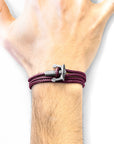 Aubergine Purple Union Anchor Silver and Rope Bracelet