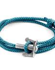 Ocean Blue Union Anchor Silver and Rope Bracelet