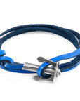 Royal Blue Union Anchor Silver and Flat Leather Bracelet