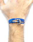 Royal Blue Union Anchor Silver and Flat Leather Bracelet