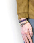 Grape Purple Union Anchor Silver and Flat Leather Bracelet