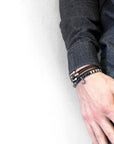 Dark Brown Union Anchor Silver and Braided Leather Bracelet