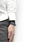 Royal Blue Union Anchor Silver and Braided Leather Bracelet