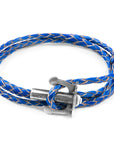 Royal Blue Union Anchor Silver and Braided Leather Bracelet