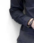 Grape Purple Union Anchor Silver and Braided Leather Bracelet