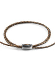 Taupe Grey Edward Silver and Braided Leather SKINNY Bracelet