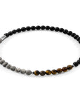 Black Onyx, Grey Jasper and Brown Tigers Eye Joshua Silver and Stone SKINNY Bracelet