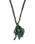 Green Jade Marcus Silver, Stone and Braided Cotton Voile SKINNY Necklace x Wrap Bracelet
