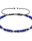 Blue Turquoise Percy Silver and Stone SKINNY Macrame Bracelet