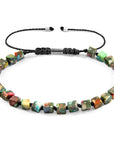 Multicoloured Imperial Jasper Ralph Silver and Stone SKINNY Macrame Bracelet
