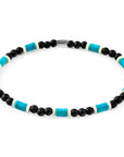 Blue Turquoise, White Agate and Black Ebony Wood Samuel Silver and Stone SKINNY Bracelet